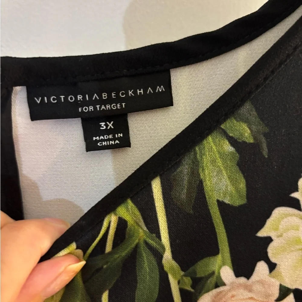 Victoria Beckham Floral Sleeveless Black A-Line Dress Sz 3X